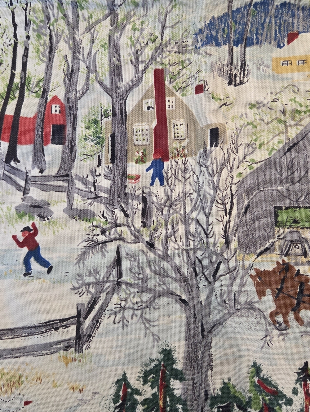Handmade Accent Pillow Cover of Grandma Moses Early Springtime on the Farm - Picture 4 of 16